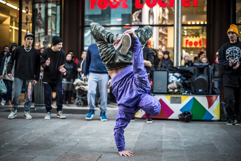 Breakdancer guys in Milan dancing in the street