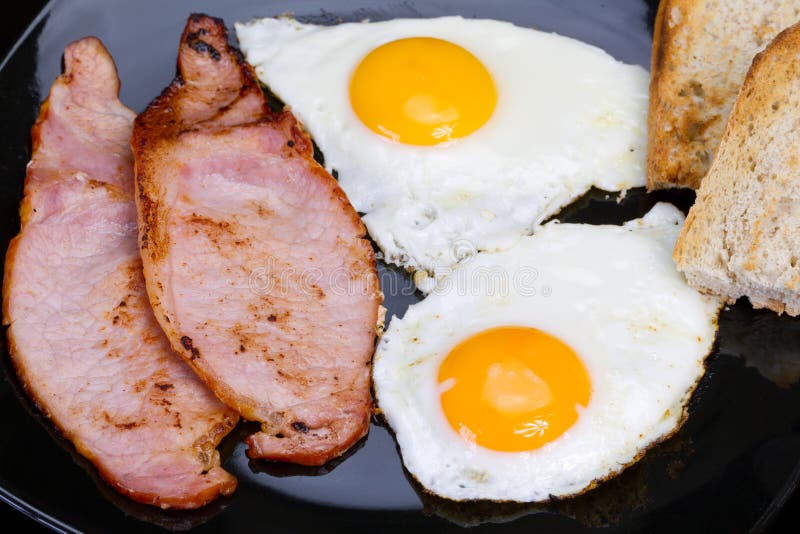 Breakfast bacon and eggs stock image. Image of cooking - 21475569