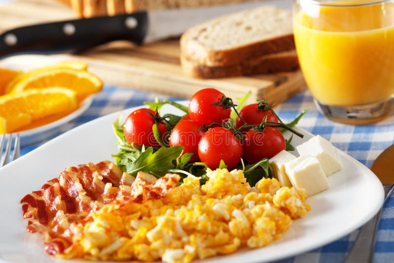 Breakfast with Bacon and Eggs Stock Photo - Image of abundance