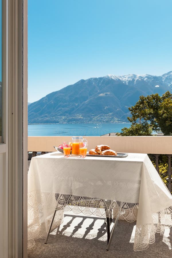 Breakfast on the balcony, outdoors