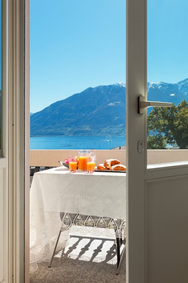 Breakfast on the balcony, outdoors