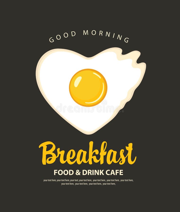 Breakfast banner with a heart shaped fried egg