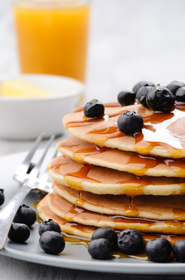 Breakfast Blueberry Pancakes Stock Photo - Image of blueberries ...