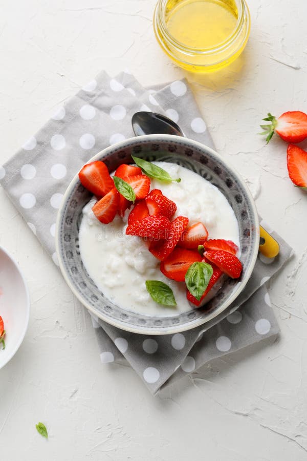 Breakfast Bowl with Strawberry Stock Image Image of breakfast