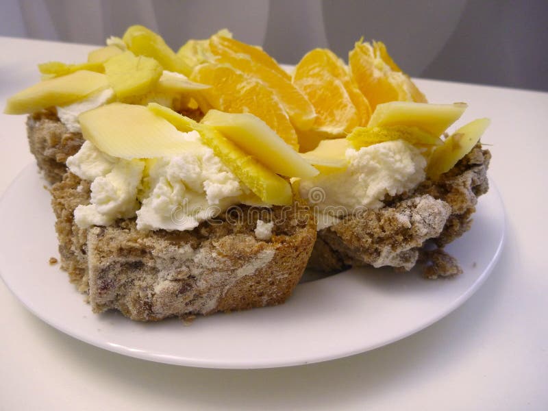 Breakfast with Bread Cheese Fruit and Vegetable Stock Photo Image of