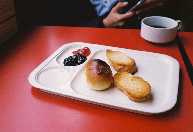 Breakfast Bread with Jam and Coffee Stock Image Image of dough, close