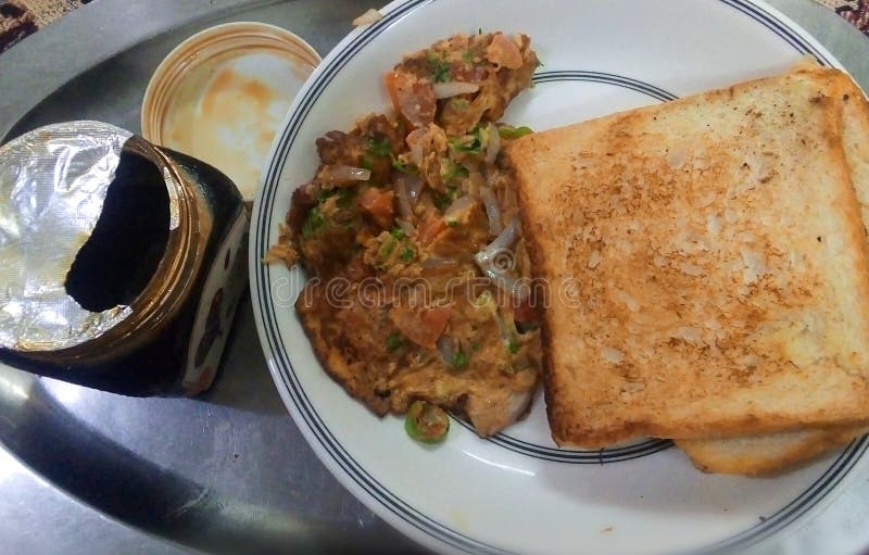 Breakfast Bread Omelette with Dates Molasses Stock Photo Image of