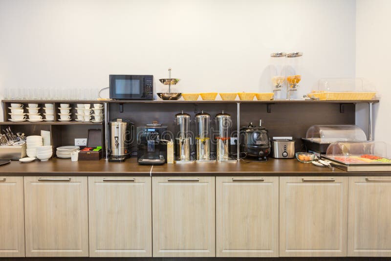Breakfast Buffet in the Modern Hotel Motel or Hostel during a Self Service Stock Image Image