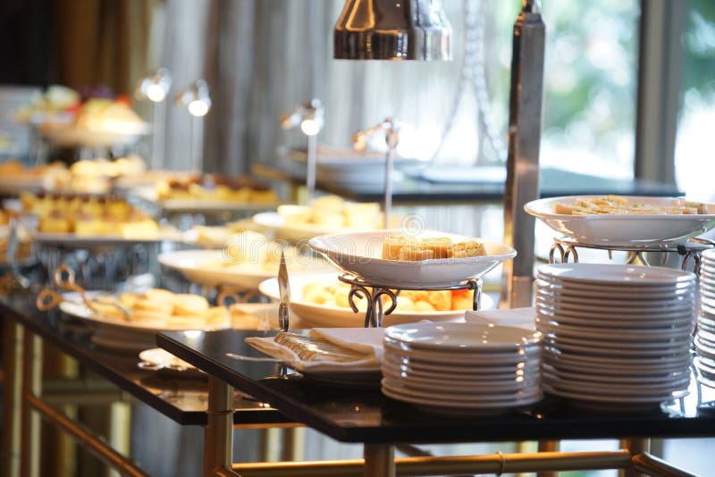 Breakfast Buffet for the Party or Conference in the Hotel Stock Image