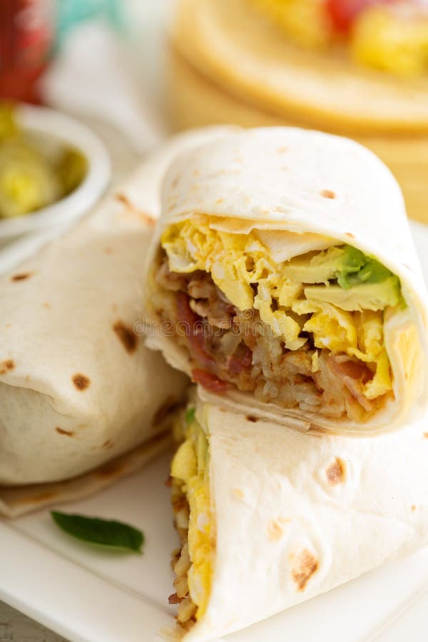 Breakfast Burritos with Eggs and Potatoes Stock Image - Image of