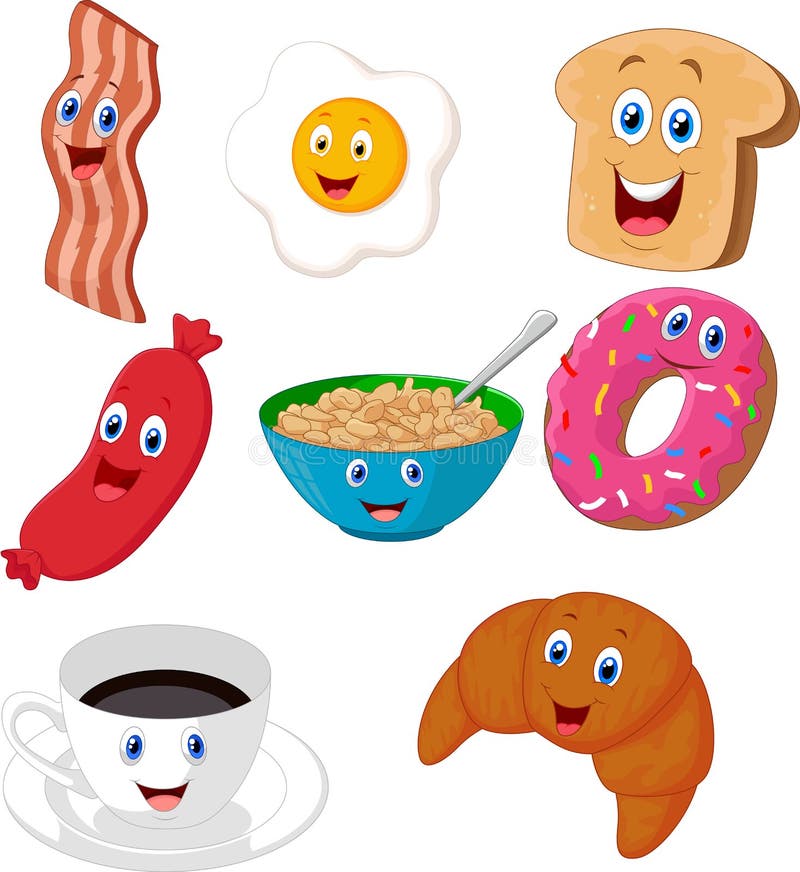 Breakfast Cartoon Collection Stock Vector - Illustration of meal