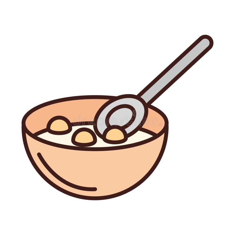 Breakfast Cereal Fruits in Bowl Food Isolated Design Icon White ...