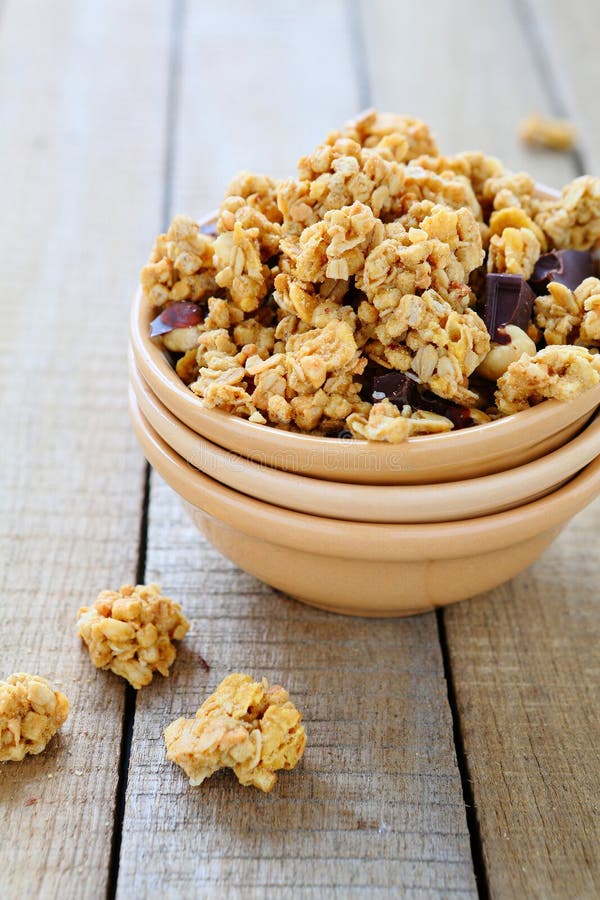 Breakfast Cereal with Chocolate and Nuts Stock Image Image of grain