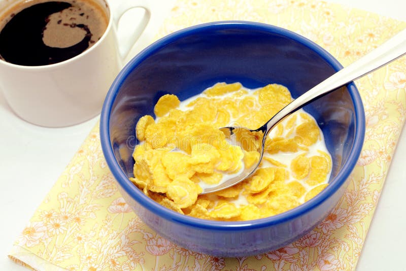 Breakfast of Cereal and Coffee Stock Image Image of flake, flakes