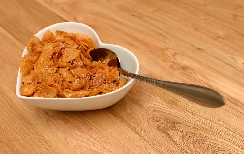 Breakfast Cereal in Heart Shaped Bowl Stock Image Image of filled