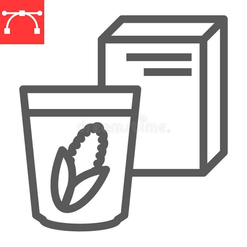 Breakfast cereal line icon, corn and cereals, cereal box sign vector graphics, editable stroke linear icon, eps 10. royalty free illustration