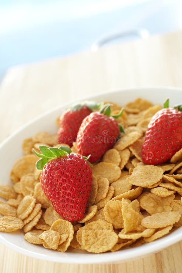 Cereal with strawberries stock photo. Image of bowl, breakfast 433352
