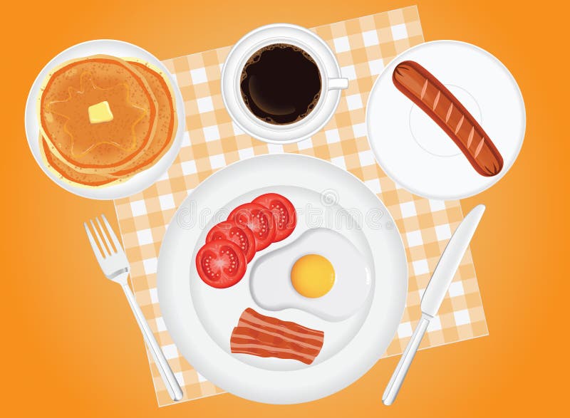 Pancakes Sausage stock vector. Illustration of plate, link 9196524