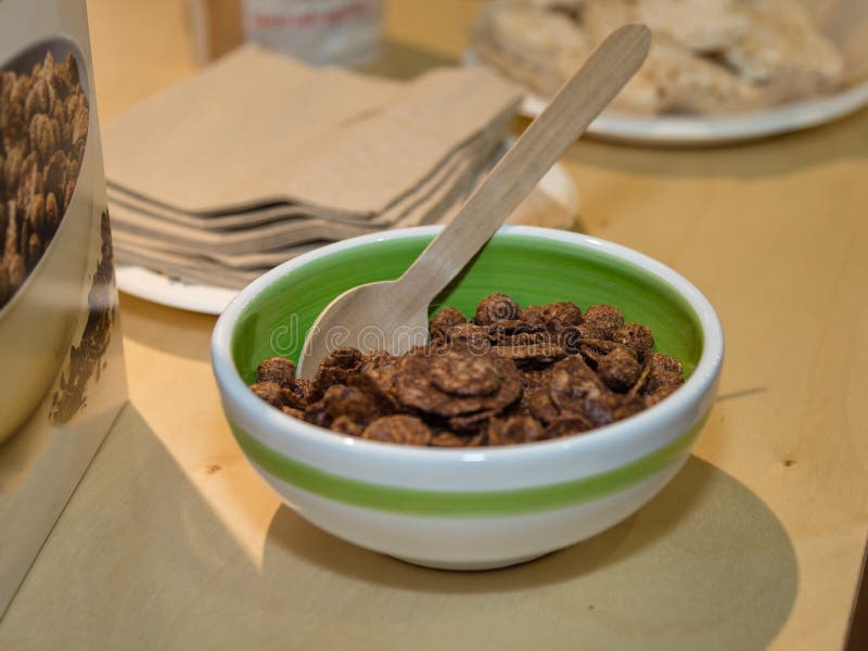 Breakfast Crunchy Snacks Brown Chocolate Balls Inside a Cup Stock