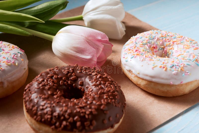 Breakfast of Donuts and Coffee Stock Photo Image of breakfast
