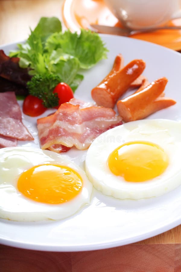 Bacon Egg Sausage Breakfast Stock Photo Image of plate, diet 6524152