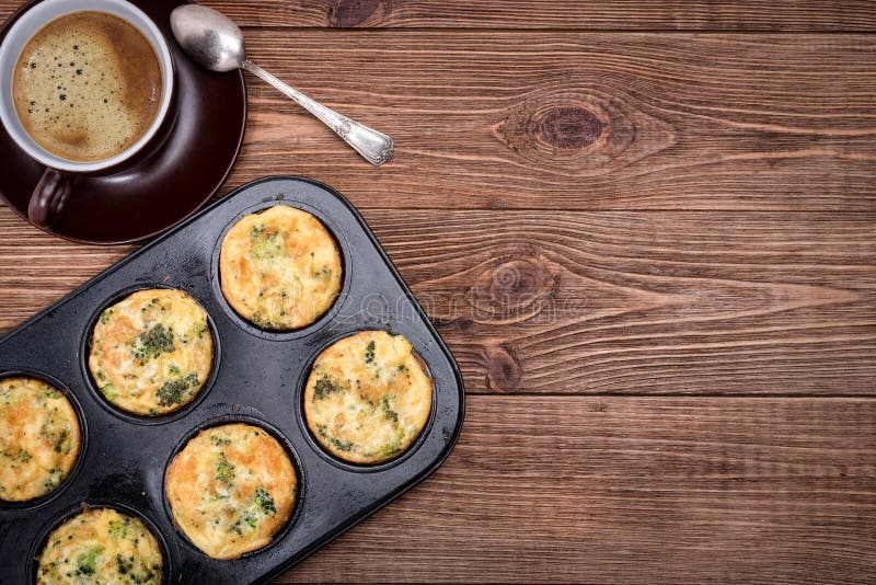 Breakfast Egg Muffins with Broccoli and Cheese. Stock Image Image of