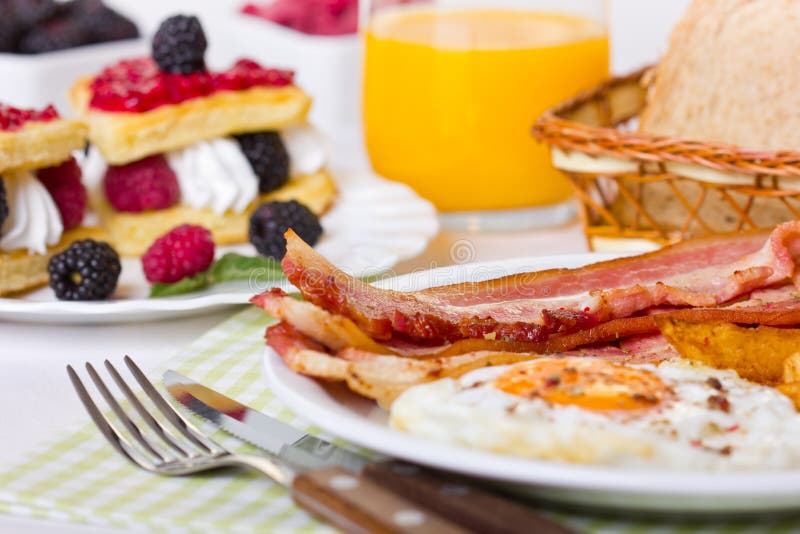 Traditional Large American Breakfast Stock Image - Image of drink ...