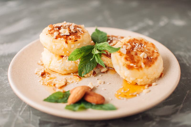 Homemade traditional Ukrainian and Russian cheesecakes, top view.Healthy food stock images Homemade traditional Ukrainian and Russian cheesecakes, top view.Healthy food stock images