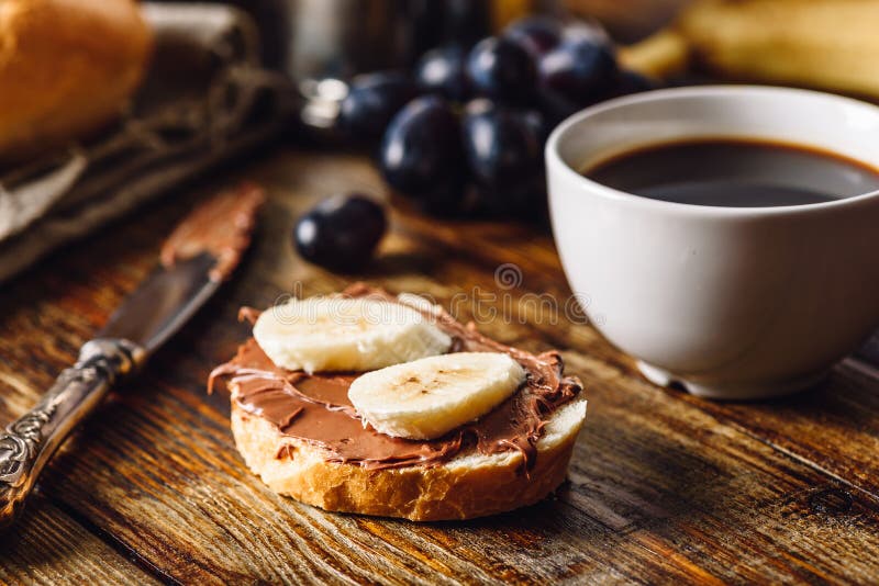 Breakfast with Fruit Sandwich and Coffee. Stock Image Image of