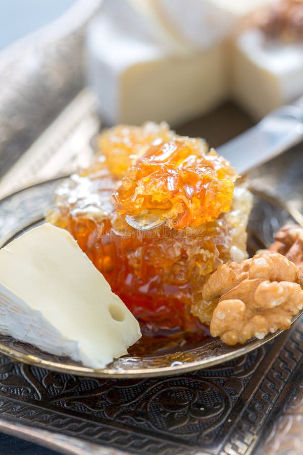 Breakfast with Honey, Nuts and Brie Cheese. Stock Image Image of walnuts, sweet 54643761