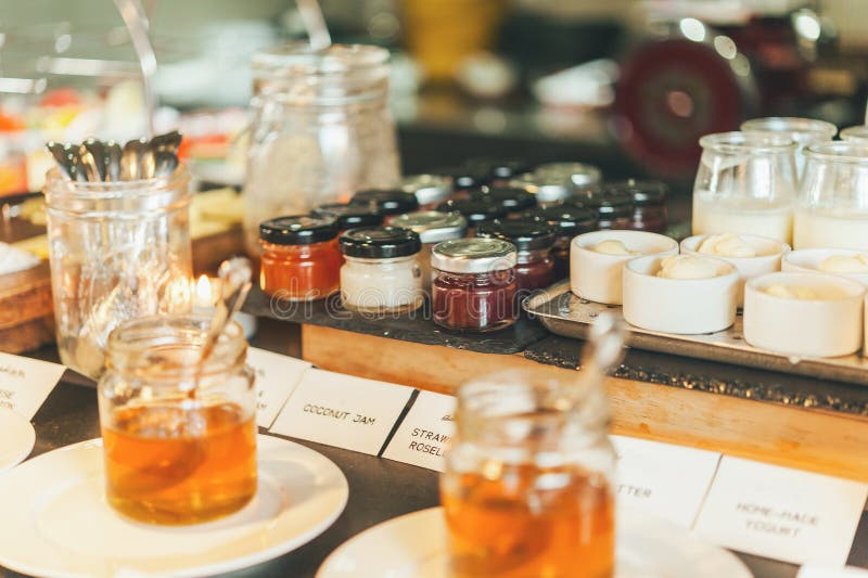 Breakfast in Hotel. Honey and Jam on the Table Stock Photo Image of