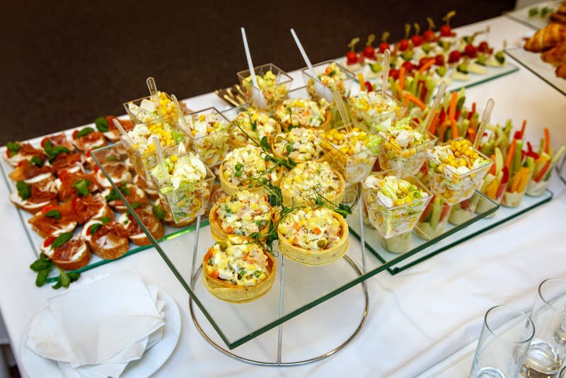 Breakfast in the Hotel. Various Buffet Snacks. Stock Photo Image of