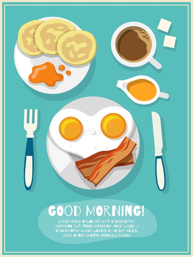 Breakfast icon poster stock vector. Illustration of milk - 46668776