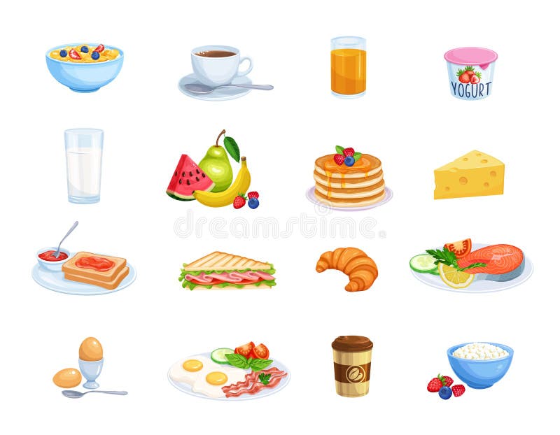 Breakfast icons set