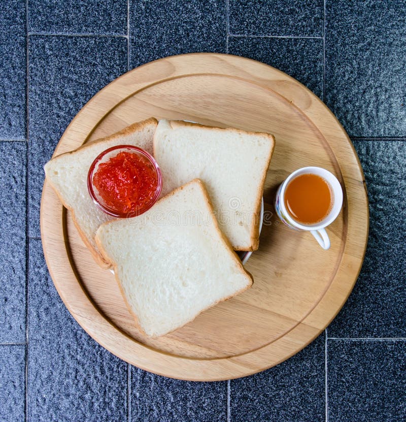 Breakfast jam with bread stock image. Image of brown 44051881