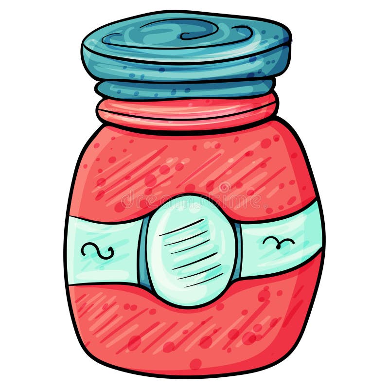 Jar Glass for Jam Vector Doodle Illustration Stock Vector