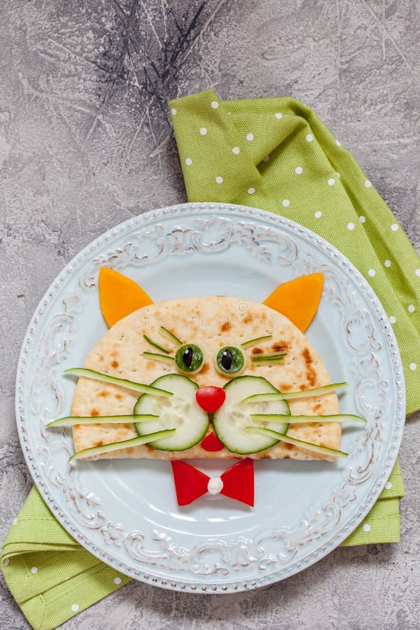 Breakfast for Kids with Cat Quesadilla Stock Photo Image of creative