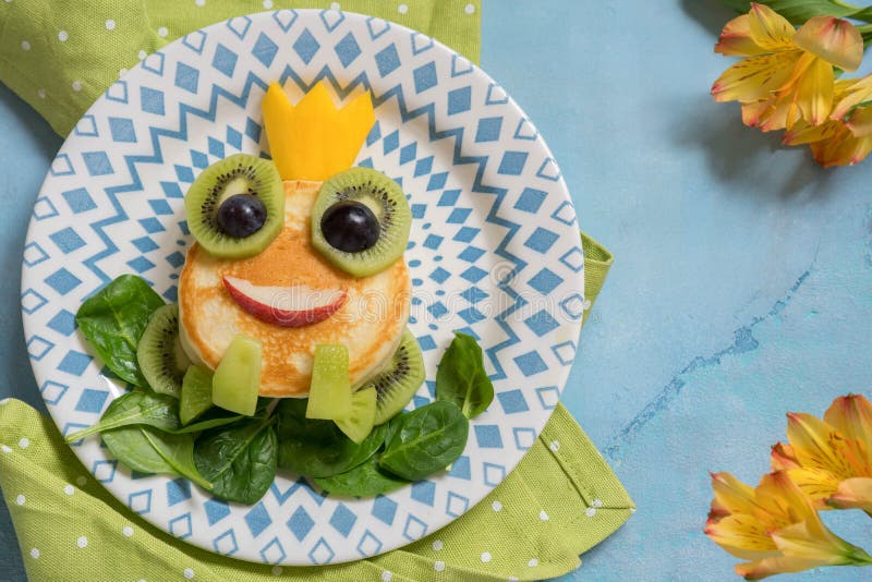 Breakfast for Kids Frog Prince Pancake Stock Photo Image of food
