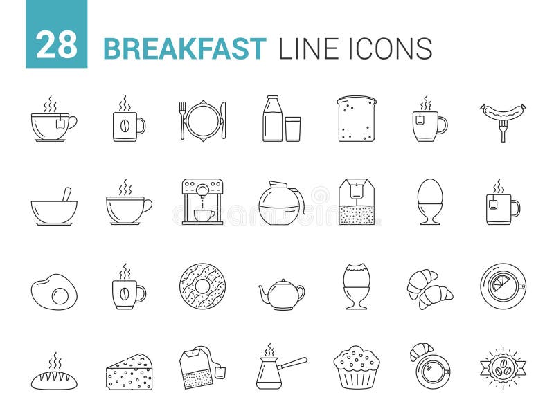 Breakfast Line Icons