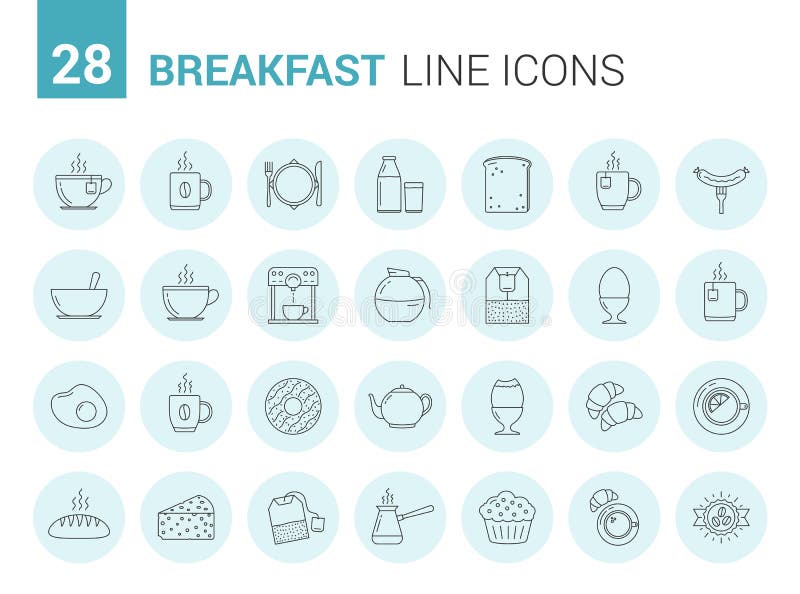 Breakfast Line Icons