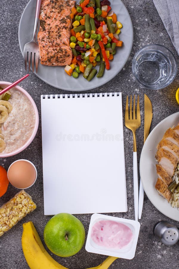 Breakfast, Lunch and Dinner. Balanced Menu Stock Photo - Image of