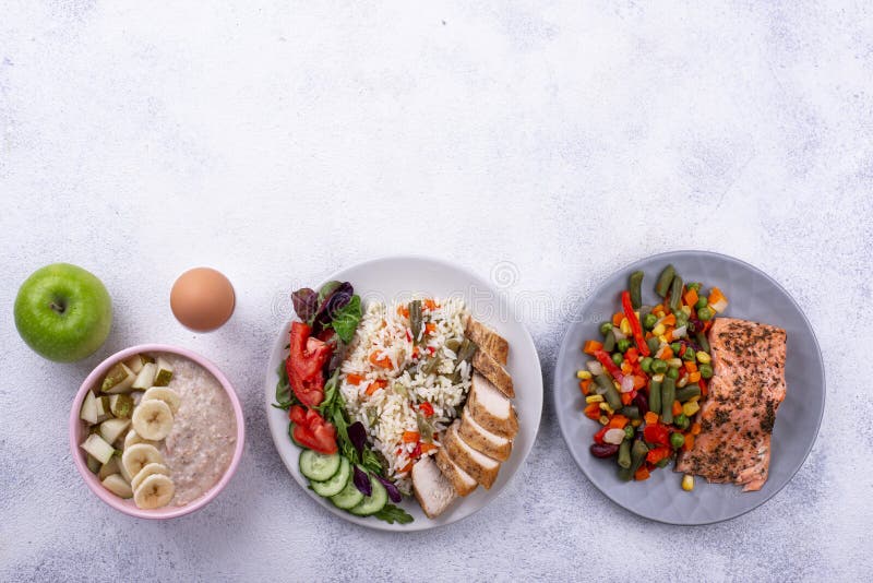 Breakfast, Lunch and Dinner. Day Menu Stock Photo Image of chicken