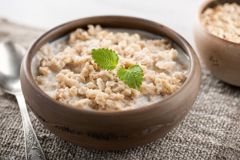 Breakfast Oatmeal with Milk Stock Photo Image of healthy, closeup