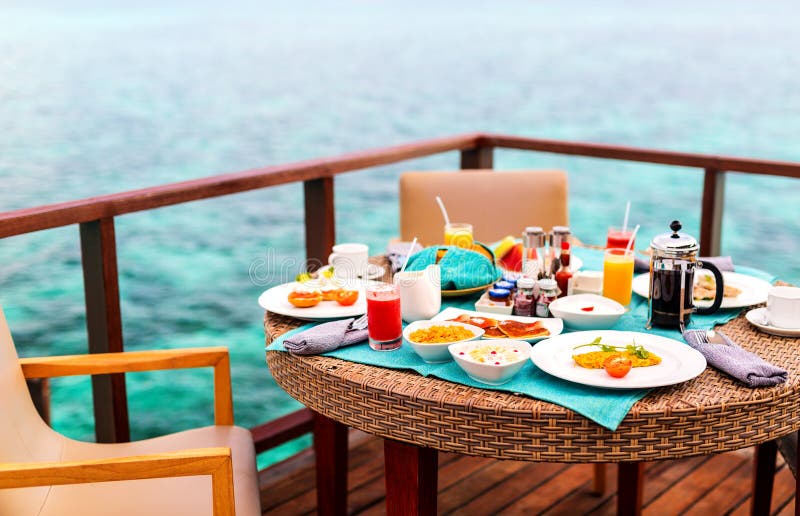 Breakfast at ocean edge stock photo. Image of food, luxury - 91990398