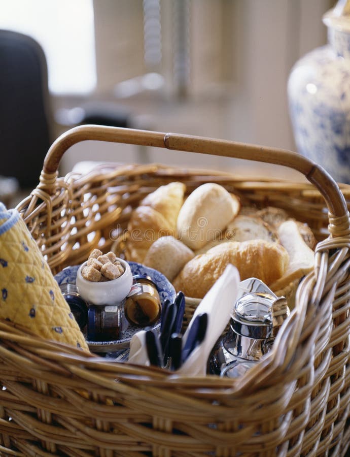 Breakfast picnic basket stock photo. Image of bowl, picnic 23705808