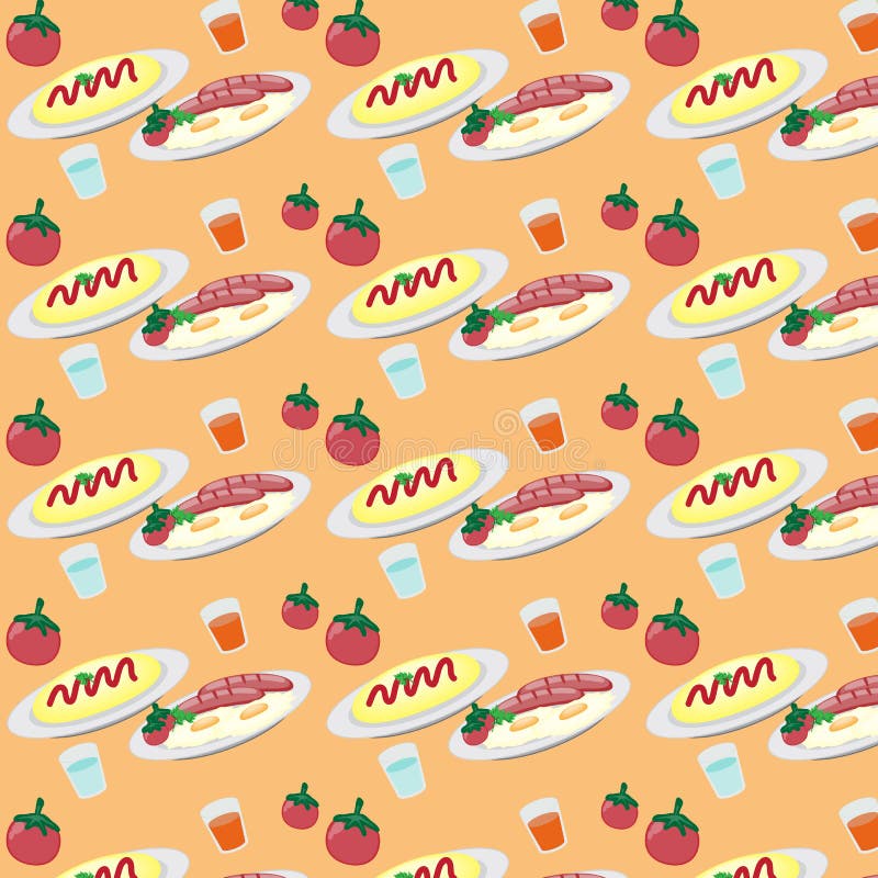 Breakfast on a Plate Eggs Bacon Lettuce Tomato a Cup Pattern Stock