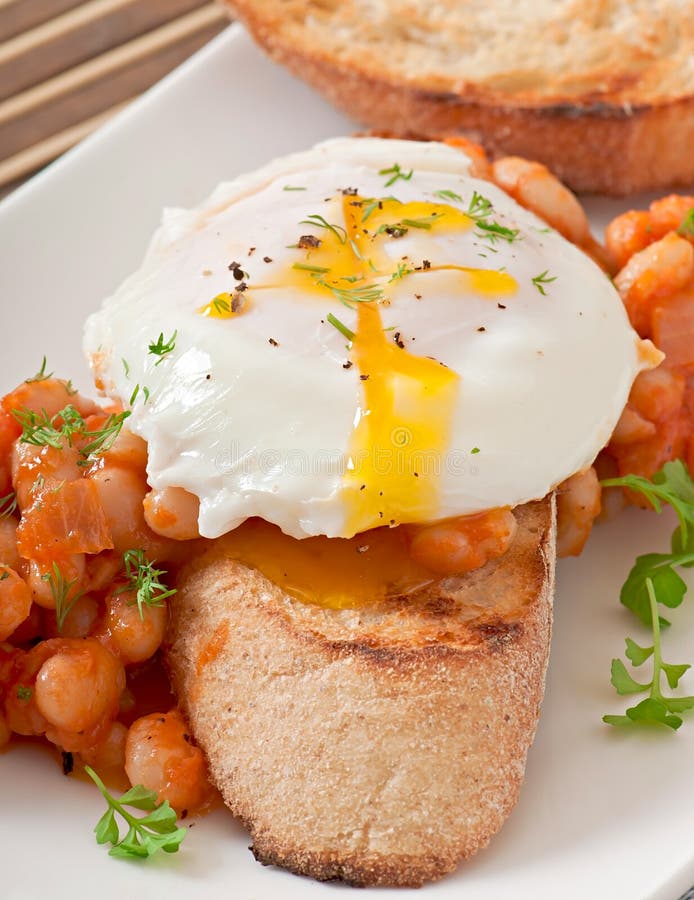 Breakfast Poached Egg with Toast Stock Photo Image of gourmet
