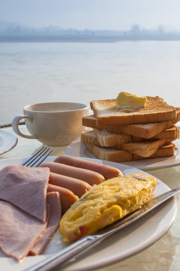 Breakfast at riverside stock image. Image of cholesterol 29304753