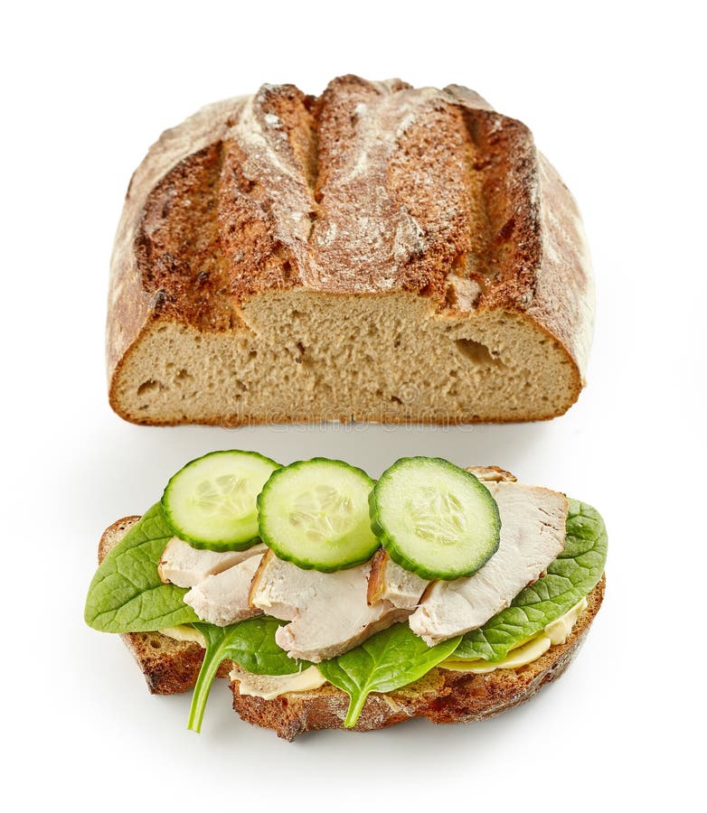 Breakfast Sandwich with Chicken Meat and Cucumber Stock Image Image
