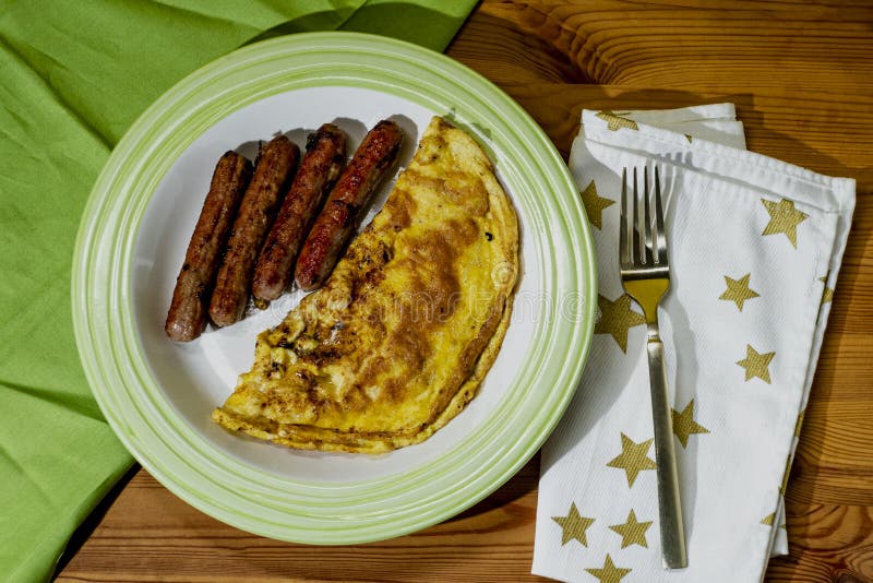 Breakfast Sausage Cheese Omelette Stock Photo Image of fried